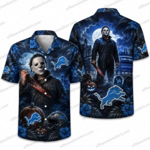 Detroit Lions Michael Myers cinematic Halloween Hawaiian Shirt