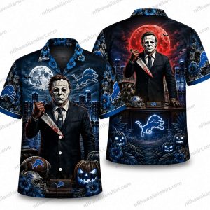 Detroit Lions Michael Myers cinematic Halloween Hawaiian Shirt