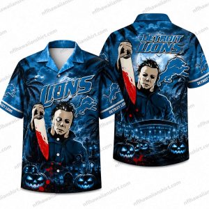 Detroit Lions Michael Myers knife Halloween Hawaiian Shirt