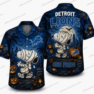 Detroit Lions Snoopy Mummy Halloween Hawaiian Shirt