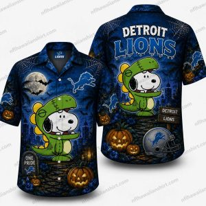 Detroit Lions Snoopy Frankenstein Halloween Hawaiian Shirt