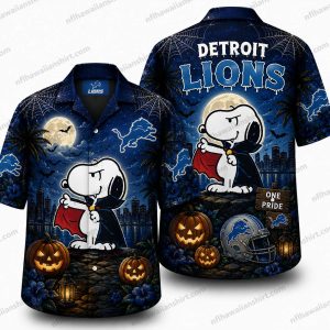 Detroit Lions Snoopy Grim Reaper Halloween Hawaiian Shirt