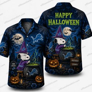 Detroit Lions Snoopy ghost costume Halloween Hawaiian Shirt