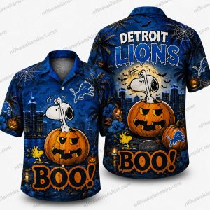 Detroit Lions Snoopy pumpkin BOO Halloween Hawaiian Shirt