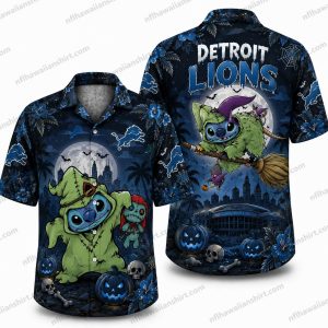 Detroit Lions Stitch zombie Halloween Hawaiian Shirt
