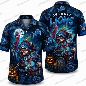 Detroit Lions Stitch Zombie Halloween Hawaiian Shirt