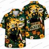 Green Bay Packers Roaring Striped Monster Halloween Hawaiian Shirt