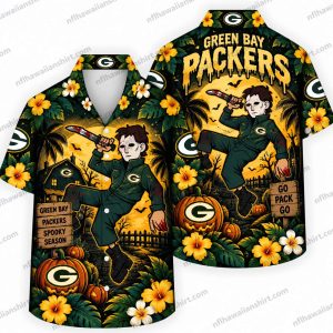 Green Bay Packers Braided Gothic Girl Halloween Hawaiian Shirt