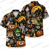 Green Bay Packers Roaring Striped Monster Halloween Hawaiian Shirt