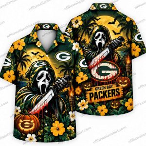 Green Bay Packers Ghostface Horror Halloween Hawaiian Shirt