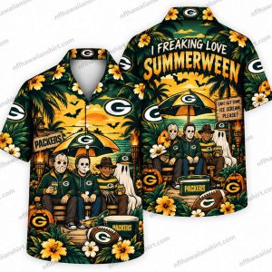 Green Bay Packers Gothic Family Summerween Halloween Hawaiian Shirt