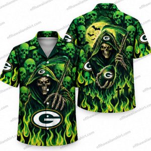 Green Bay Packers Grim Reaper Night Halloween Hawaiian Shirt Green Bay Packers Grim Reaper Night Halloween Hawaiian Shirt