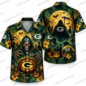 Green Bay Packers Grim Reaper Night Halloween Hawaiian Shirt