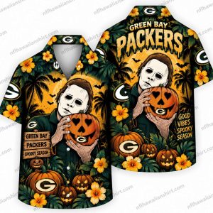 Green Bay Packers Michael Myers Halloween Hawaiian Shirt Green Bay Packers Michael Myers Halloween Hawaiian Shirt