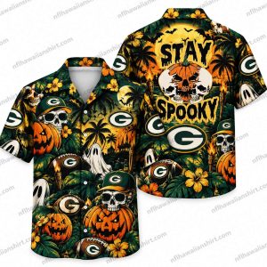 Green Bay Packers Pumpkin Ghost Halloween Hawaiian Shirt