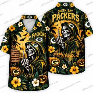 Green Bay Packers Screaming Ghoul Halloween Hawaiian Shirt