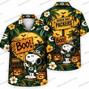 Green Bay Packers Snoopy Boo Halloween Hawaiian Shirt