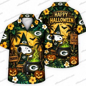 Green Bay Packers Snoopy Pumpkin Halloween Hawaiian Shirt