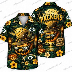 Green Bay Packers Witch Hat Pumpkin Halloween Hawaiian Shirt