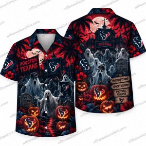 Houston Texans Ghost Graveyard Society Halloween Hawaiian Shirt