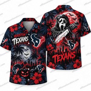 Houston Texans Ghostface Chainsaw Halloween Hawaiian Shirt
