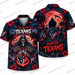 Houston Texans Grim Reaper Flaming Texans Orb Halloween Hawaiian Shirt
