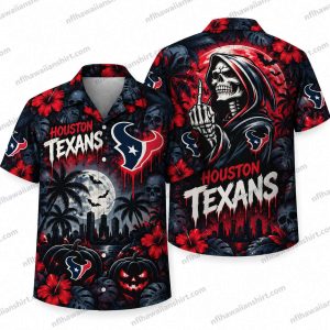 Houston Texans Grim Reaper Shushing Halloween Hawaiian Shirt