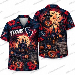 Houston Texans Haunted Castle Pumpkin Night Halloween Hawaiian Shirt