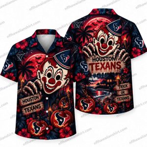 Houston Texans Horror Clown Trick or Texans Halloween Hawaiian Shirt