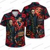 Houston Texans Michael Myers Split Face Halloween Hawaiian Shirt Houston Texans Michael Myers Split Face Halloween Hawaiian Shirt