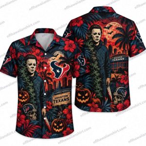 Houston Texans Michael Myers Pumpkin Stalker Halloween Hawaiian Shirt