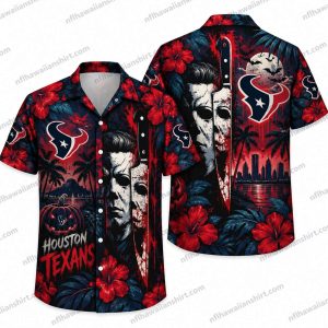 Houston Texans Michael Myers Split Face Halloween Hawaiian Shirt