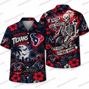 Houston Texans Skeleton Couple Keep Others Warm Halloween Hawaiian Shirt