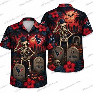 Houston Texans Skeleton Tombstone Night Halloween Hawaiian Shirt