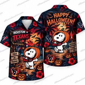 Houston Texans Snoopy Pumpkin Costume Halloween Hawaiian Shirt