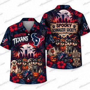 Houston Texans Spooky Schnauzer Society Halloween Hawaiian Shirt