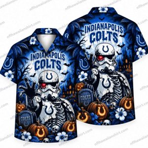 Indianapolis Colts Armored Skeleton Night Halloween Hawaiian Shirt