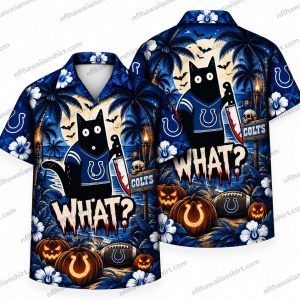 Indianapolis Colts Black Cat What Halloween Hawaiian Shirt