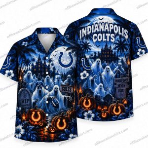 Indianapolis Colts Ghost Graveyard Night Halloween Hawaiian Shirt