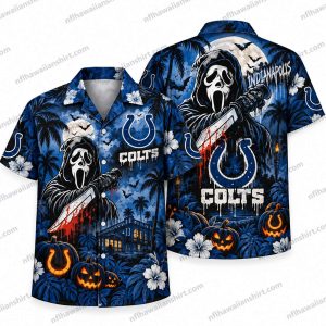 Indianapolis Colts Ghostface Chainsaw Halloween Hawaiian Shirt