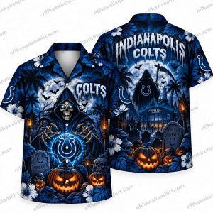 Indianapolis Colts Grim Reaper Glowing Horseshoe Halloween Hawaiian Shirt