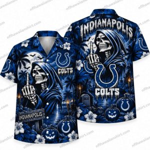 Indianapolis Colts Grim Reaper Shushing Night Halloween Hawaiian Shirt