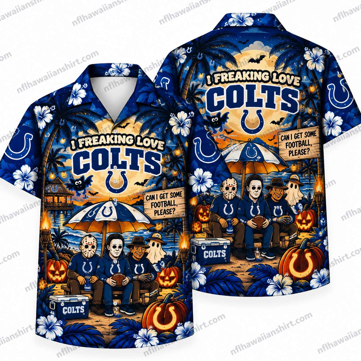 Indianapolis Colts Horror Icons Colts Fan Club Halloween Hawaiian Shirt Indianapolis Colts Horror Icons Colts Fan Club Halloween Hawaiian Shirt