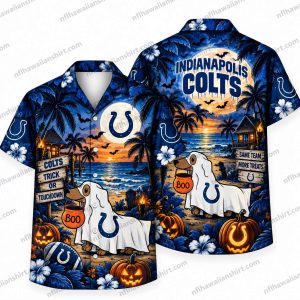 Indianapolis Colts Sheet Ghost Beach Halloween Hawaiian Shirt