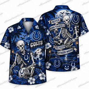 Indianapolis Colts Skeleton Couple Keep Others Warm Halloween Hawaiian Shirt