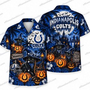 Indianapolis Colts Witch Cat Pumpkin Night Halloween Hawaiian Shirt