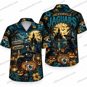 Jacksonville Jaguars Black Cat Haunted Pumpkin Night Halloween Hawaiian Shirt