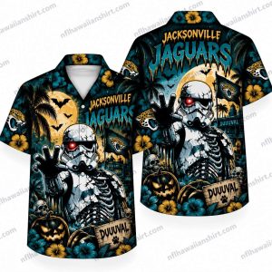 Jacksonville Jaguars Cyborg Skeleton Red-Eye Halloween Hawaiian Shirt