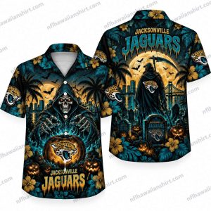 Jacksonville Jaguars Grim Reaper Haunted Stadium Halloween Hawaiian Shirt