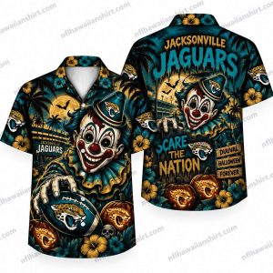 Jacksonville Jaguars Horror Clown Scare the Nation Halloween Hawaiian Shirt